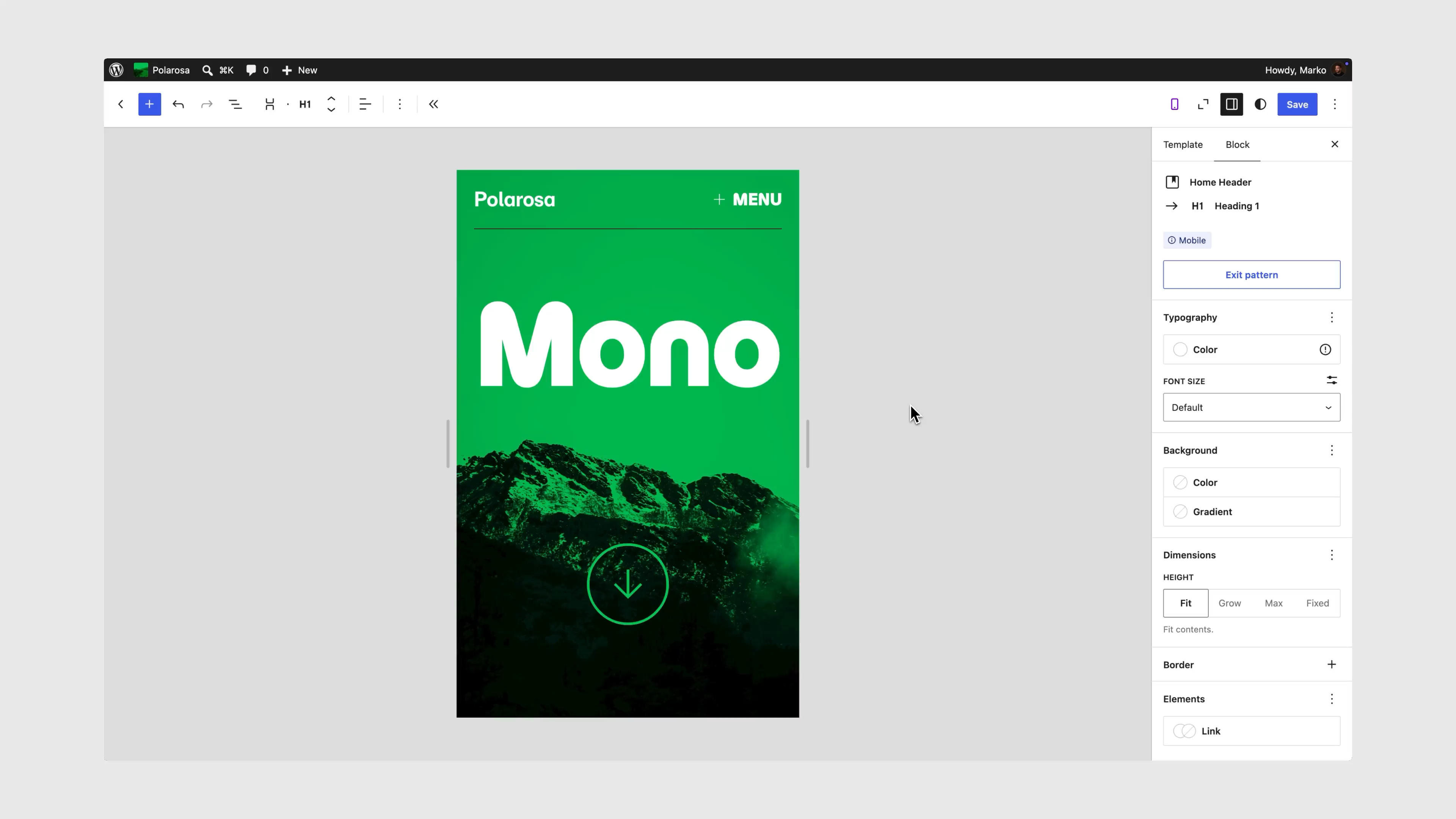 WordPress 7.1: Site Editor mit mobiler Seitenvorschau und Block-Einstellungen.